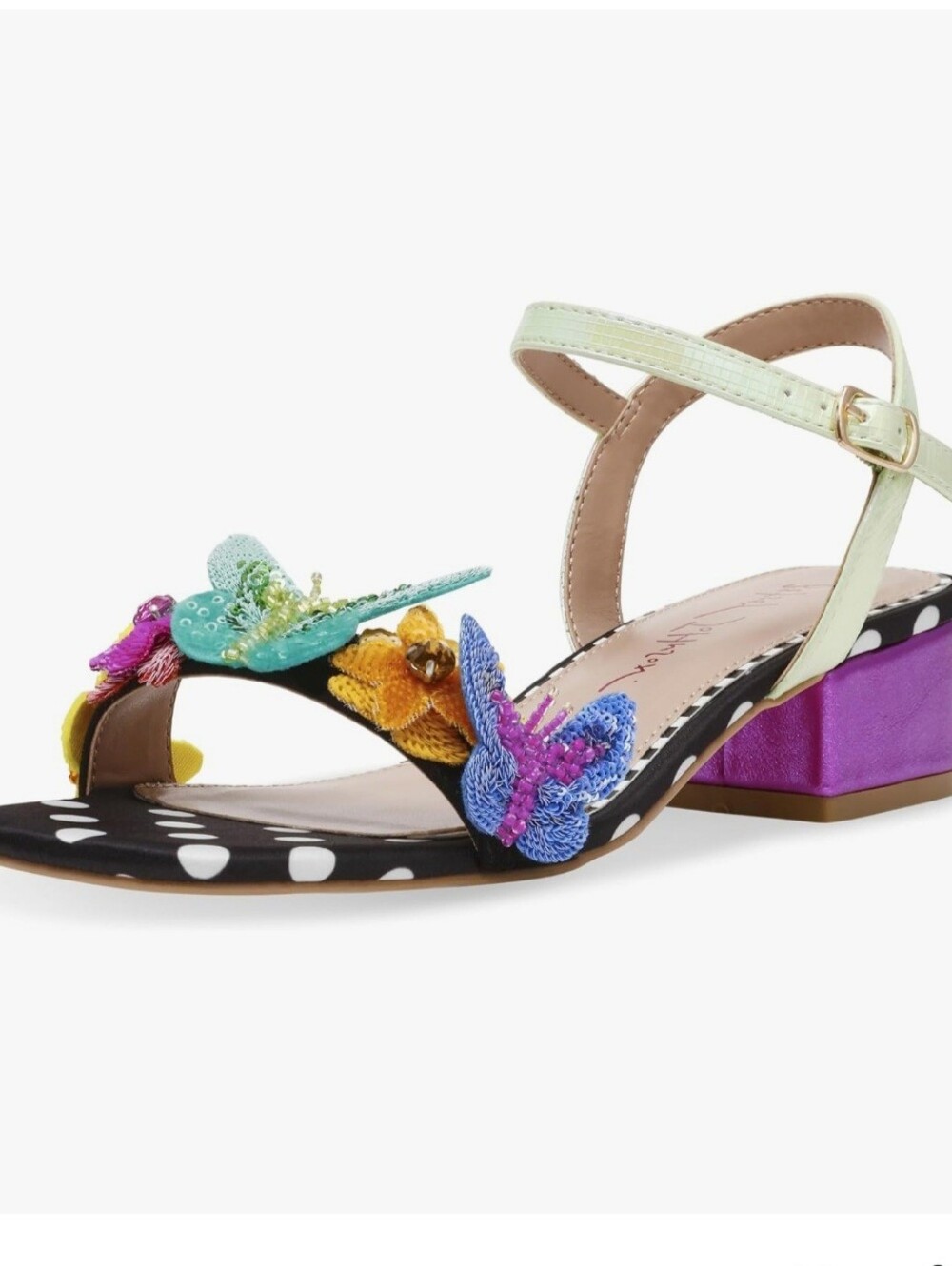 Betsey Johnson Multicolor Butterfly Embellished Sandal - Metallic Strap